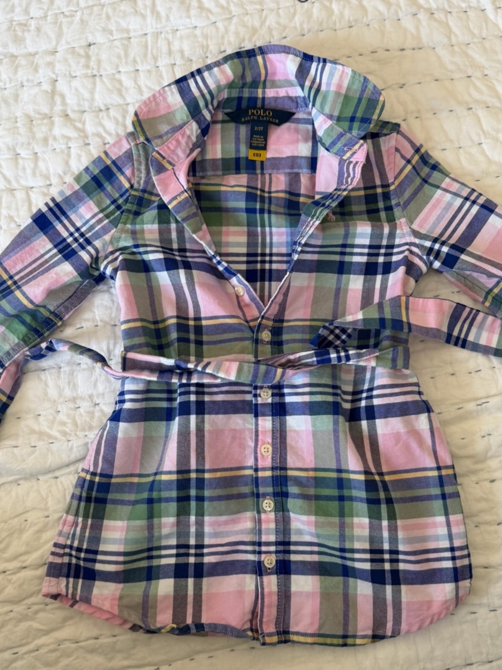 Polo Ralph Lauren Pink Plaid Button-Front Girls Dress